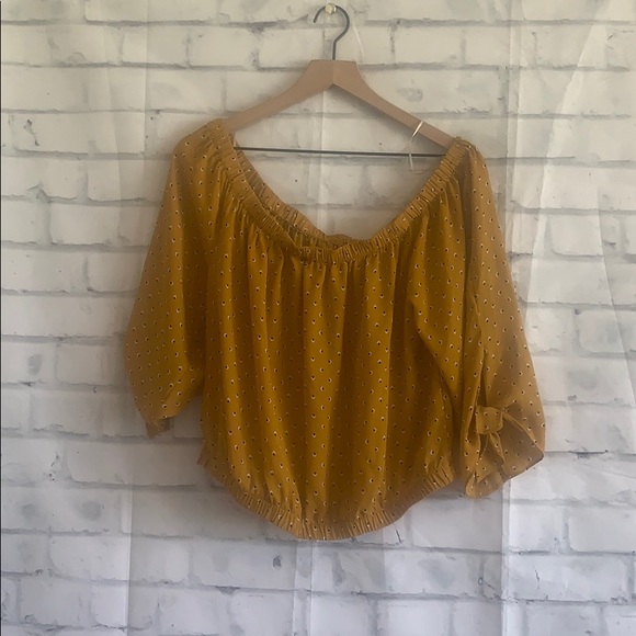Lily White Tops - Lily White Mustard Off Shoulder Blouse